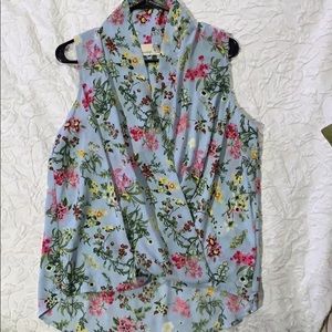 Blue Floral High Low Blouse.